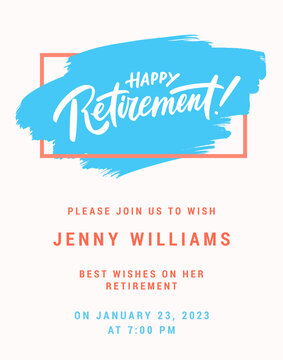 Happy Retirement Party Invitation. Vector Lettering.