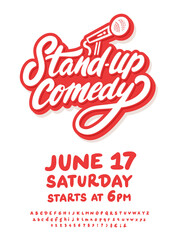 Stand up comedy. Vector lettering invitation template.