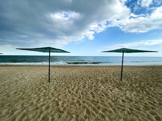 Fototapeta premium Beach at the Black Sea on a cloudy afternoon