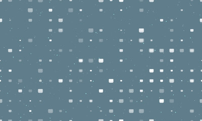 Seamless background pattern of evenly spaced white ladies handbag symbols of different sizes and opacity. Vector illustration on blue gray background with stars