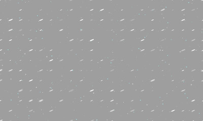 Seamless background pattern of evenly spaced white feather symbols of different sizes and opacity. Vector illustration on gray background with stars