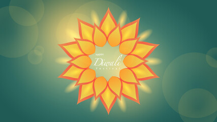 Diwali festival holiday design   of lights  on green background , Diwali festival celebration in India , Vector Modern design, illustration Vector EPS 10 