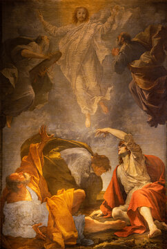 ROME, ITALY - AUGUST 31, 2021: The painting of Transfiguration in the church Santa Maria della Concezione dei Cappuccini by Mario Balassi (1604 - 1667).