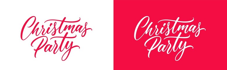 Christmas Party handwritten calligraphic text for banner, poster, invitation card. Vector hand lettering design. Xmas party typography design.