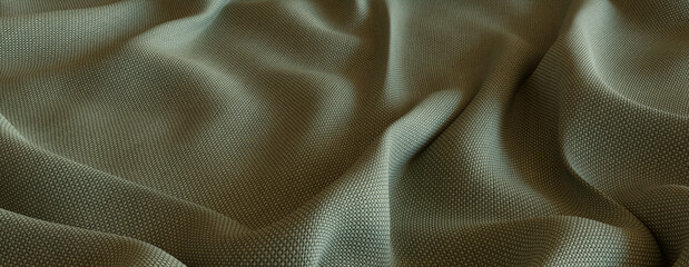 Seasonal Autumn Background with Fine Woven Fabric. Ripples and Folds form a Wavy Grey Green Texture.