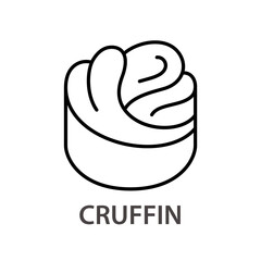 Cruffin or craffin line art icon. Outline vector logo. Contour isolated pictogram on white background