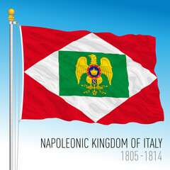 Napoleonic Kingdom of Italy historical flag, 1805 - 1814, vector illustration - obrazy, fototapety, plakaty