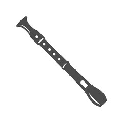 Monochrome simple flute icon vector illustration. Classic blowing musical instrument audio sound