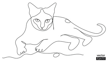 Cat continuous line drawing. Continuous one line drawing. Vector illustration,vector illustration for t-shirt.