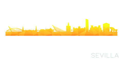 Obraz premium Seville, Spain Low Poly Skyline Clip Art City Design. Geometric Polygon Graphic Horizon Icon. Vector Illustration Symbol.