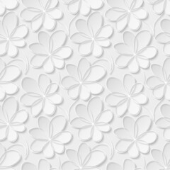 White floral 3d background. Seamless pattern for decoration. Ornate pattern with flowers. Vector illustration