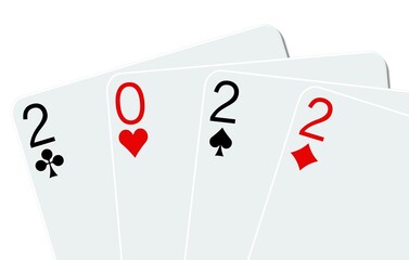 2022 playing cards on a white background	