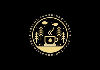 Line art illustration drawing of coffee cup