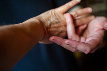 hand of caucasian person telling a story