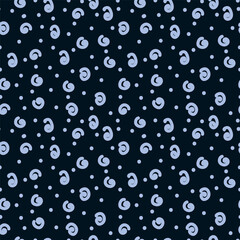 Snow pattern of blue snowflakes. Christmas elements of winter for illustrations and design. Crystal winter elements frozen in the cold in the form of a pattern. Vector illustration