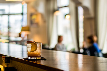 Old fashioned cocktail at a restaurant