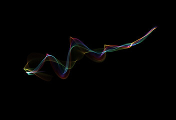 Transparent multicolored smoke. Abstract doodles, luminous and multicolored.