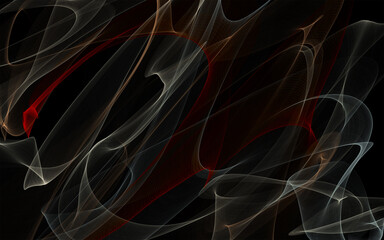 chaotic colored smoke - red, white, yellow. Abstract transparent background