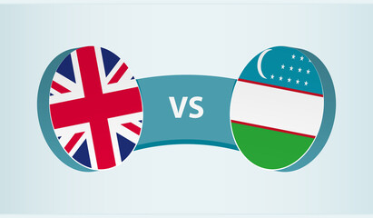 United Kingdom versus Uzbekistan, team sports competition concept.