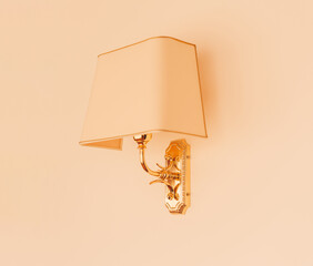 Photo of a classic white with golden wall lamp.