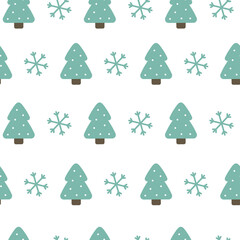 Cute cartoon Christmas tree seamless pattern art