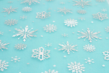 Blue and silver snowflake background