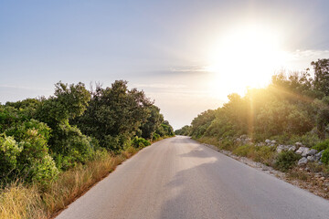 Scenic road. The road is surrounded by a magnificent natural landscape.