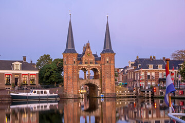 Fototapeta premium The watergate in Sneek in Friesland the Netherlands at sunset