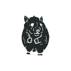Hamster Icon Silhouette Illustration. Rodent Animal Vector Graphic Pictogram Symbol Clip Art. Doodle Sketch Black Sign.