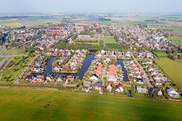 Fototapeta premium Aerial from the village Stiens in Friesland the Netherlands