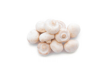 Raw champignons isolated on the white background.