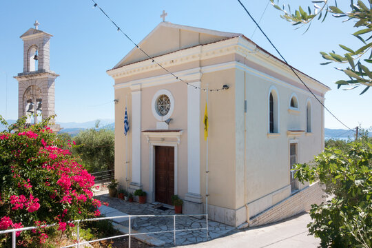 The small and picturesque church of Constantine the Great and Helen, near Barbati, Corfu, Greece  