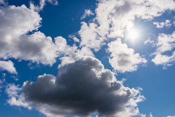 Obraz premium White clouds. perfect blue sky.Dramatic sky with stormy clouds.Deep blue heaven sky.