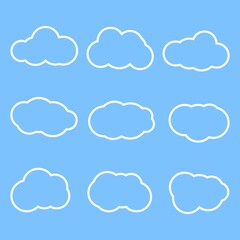 Weather symbol web collection on blue background