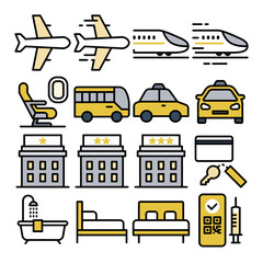 Obraz premium 旅行トラベルアイコンセット ニューノーマル