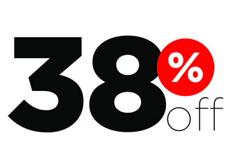 38%. number thirty-eight percent off. modern font to use as a tag in digital marketing promotions and discounts. eps10