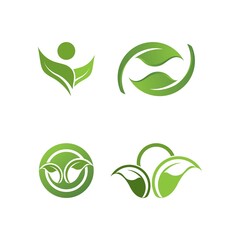 Logos of green Tree leaf ecology