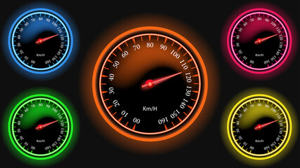 Set of the car speed meter abstract