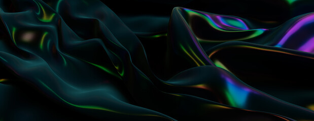 Dark Surface Banner with Ripples. Luxury Texture with Neon Accents.