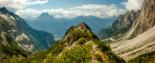 Landscape in Dolomites, hiking from Refuge Galassi At Monte Antelao