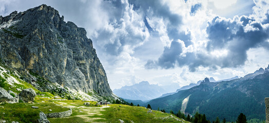 Fototapeta na wymiar Landscape in Dolomites, hiking from Refuge Galassi At Monte Antelao