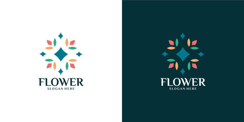 Obraz na płótnie Canvas minimalist colorful flower logo set