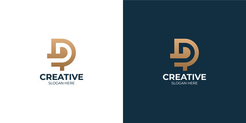 minimalist P combination letter D logo set