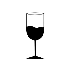 Wine bar logo template. Black wine glass