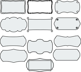 Obraz premium a set of black and white frames and banners of various shapes