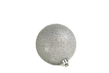 Shiny silver Christmas ball isolated on white background