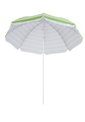 Green beach umbrella parasol isolated on white background