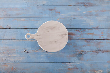 Empty Wooden Plate Tray on Wooden Background