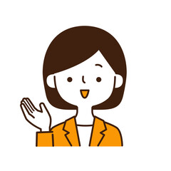 説明をするビジネスウーマンのイラスト