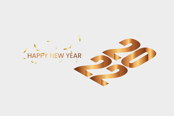 Happy New Year 2022 Bronze Ribbon Vector